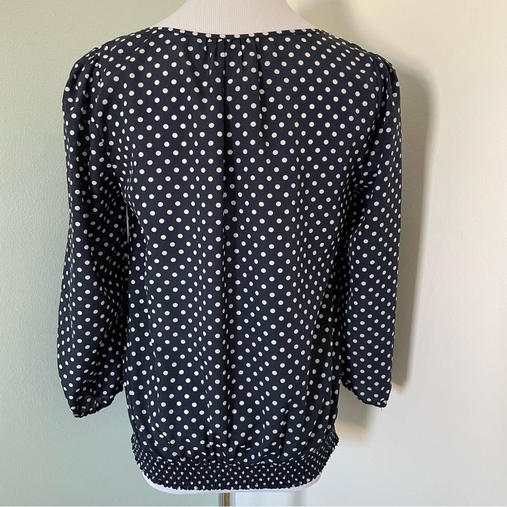 The Limited Women’s Polka Dot 3/4 Sleeve Blouse Navy & White Size S - Picture 7 of 12